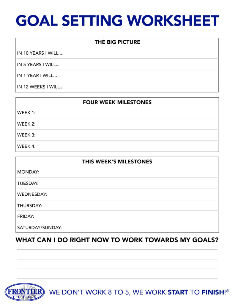 Printable 1 3 5 Goal Setting Template