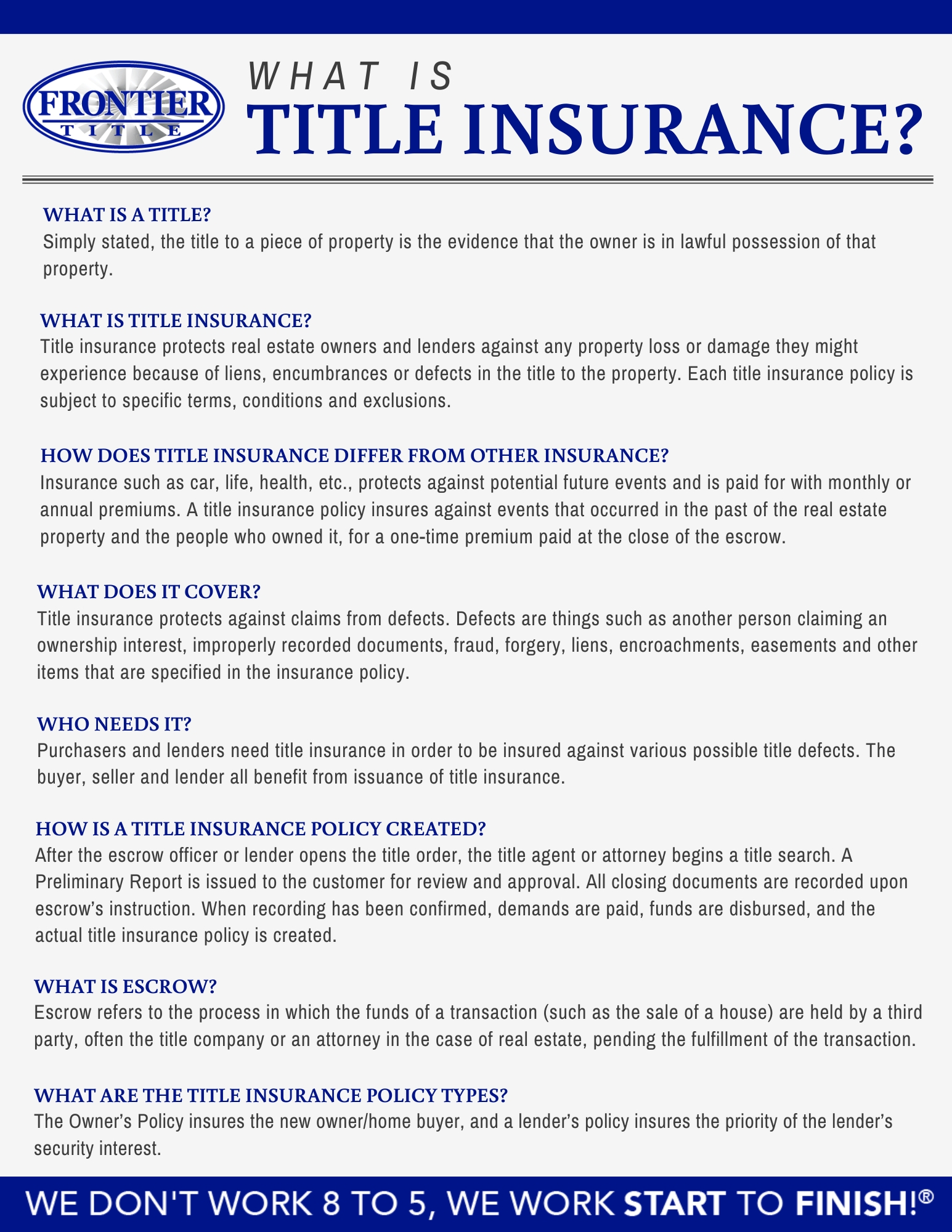 Frontier Title - What is Title Insurance